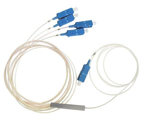 PLC Splitter 1*N Steel Tube SC APC/UPC 0.9mm Serat optik untuk Pusat Data Telecom FTTX