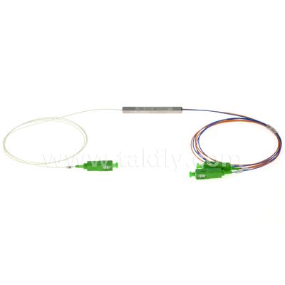 PLC Splitter 0.9mm outlet berwarna Mini Steel Tube SC APC/UPC Serat optik untuk Data Center Telecom FTTX