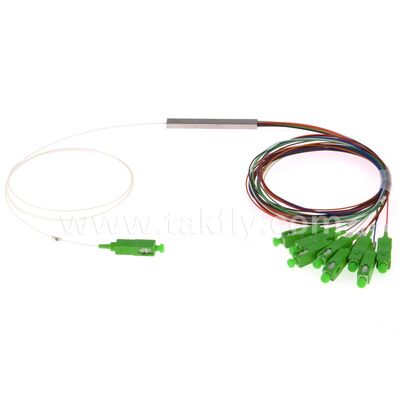 Fiber Optic PLC Splitter 0.9mm colored outlets Mini Steel Tube SC APC/UPC for Data Center Telecom FTTX