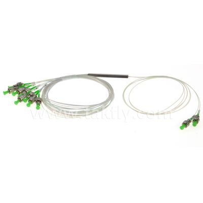 Fiber Optic PLC Splitter 2*N Steel Tube SC APC/UPC 0.9mm untuk Pusat Data Telecom FTTX