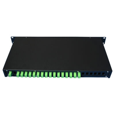 PLC Splitter Rack Mount Singlemode G657A SC APC/UPC Serat optik untuk Pusat Data Telecom FTTx