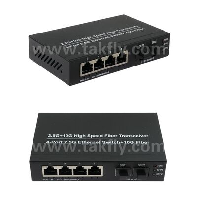 2.5G 2 Port Fiber 4 Port Copper Ethernet Switch dengan 10G Uplink dan Fanless Metal Housing untuk ekspansi jaringan berkecepatan tinggi