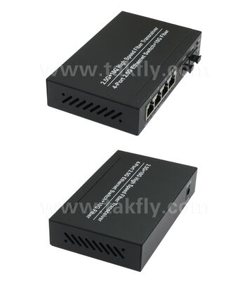 2.5G 2 Port Fiber 4 Port Copper Ethernet Switch dengan 10G Uplink dan Fanless Metal Housing untuk ekspansi jaringan berkecepatan tinggi