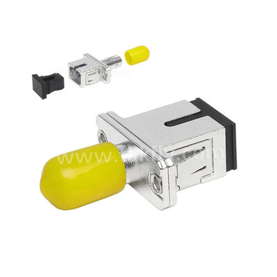 Kopling Serat Optik ST-SC Simplex Adaptor Hibrida Logam Female/Female untuk Pusat Data Telekomunikasi FTTX