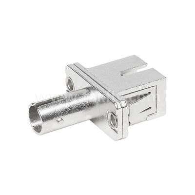 Kopling Serat Optik ST-SC Simplex Adaptor Hibrida Logam Female/Female untuk Pusat Data Telekomunikasi FTTX