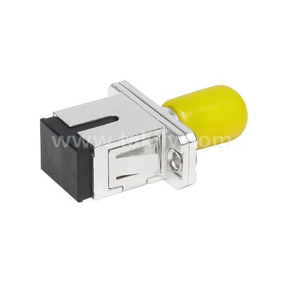 Kopling Serat Optik ST-SC Simplex Adaptor Hibrida Logam Female/Female untuk Pusat Data Telekomunikasi FTTX
