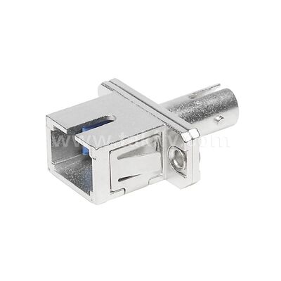 Kopling Serat Optik ST-SC Simplex Adaptor Hibrida Logam Female/Female untuk Pusat Data Telekomunikasi FTTX