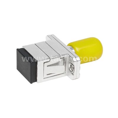 Kopling Serat Optik ST-SC Simplex Adaptor Hibrida Logam Female/Female untuk Pusat Data Telekomunikasi FTTX