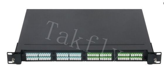 Panel Distribusi Serat MPO/MTP 1U Rack-Mount, Modul Kaset Pra-Connectorized, 4 Slot, Antarmuka LC/MPO, untuk Manajemen Serat Pusat Data
