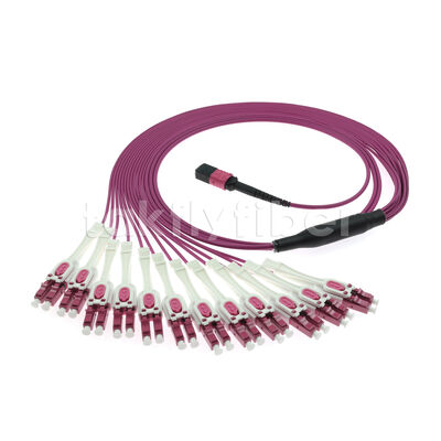 Kabel Patch Breakout OM4 MPO ke LC Uniboot 1-ke-24 | Kerugian Rendah Multimode UPC