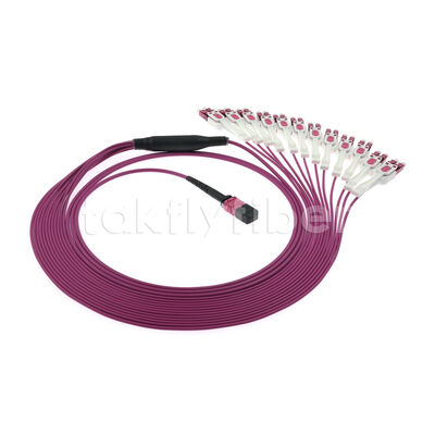 Kabel Patch Breakout OM4 MPO ke LC Uniboot 1-ke-24 | Kerugian Rendah Multimode UPC