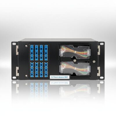 ODF Rackmount Akses Depan 1U dengan 2 Baki Sambungan dan Kapasitas Inti 12-48