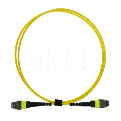 12F MTP(M) MTP(F) APC Patch Cord, SM G657A1, 1m, 3.0mm, LSZH Kuning, Boot tidak sensitif lentur, Kerugian rendah