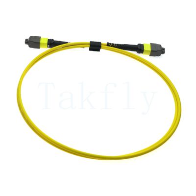 12F MTP(M) MTP(F) APC Patch Cord, SM G657A1, 1m, 3.0mm, LSZH Kuning, Boot tidak sensitif lentur, Kerugian rendah