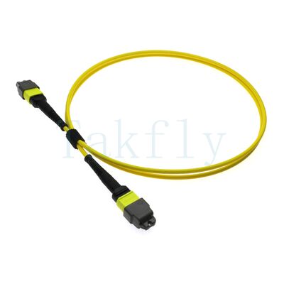 12F MTP(M) MTP(F) APC Patch Cord, SM G657A1, 1m, 3.0mm, LSZH Kuning, Boot tidak sensitif lentur, Kerugian rendah