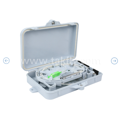 Fiber Optic Termination Box FTKS-1805-04A, 4 SC/APC SM SX Adapter, Pigtail dipasang, FTTH FTTx Splicing Distribution Splitting Storage Cables Management Enclosure Wall Mount