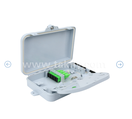 Fiber Optic Termination Box FTKS-1805-04A, 4 SC/APC SM SX Adapter, Pigtail dipasang, FTTH FTTx Splicing Distribution Splitting Storage Cables Management Enclosure Wall Mount