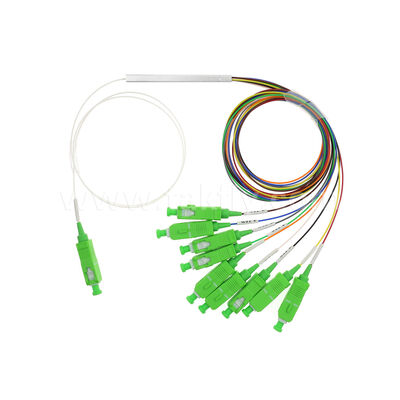 1×9 Channel PLC Splitter dengan Serat 0,9mm untuk Jaringan Distribusi Optik FTTH/FTTX