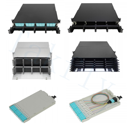1U / 2U / 4U High Density MPO Cassette Patch Panel Rack-Mount, Easy-Plug MPO to LC Cassette Modules, Adaptor LC Pra-Loaded untuk Data Center & Aplikasi SAN/LAN
