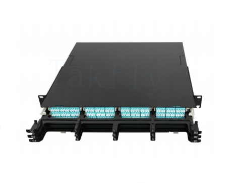 1U 144C High Density MPO Patch Panel 12 Kaset, MPO ke Konversi LC, Pra-Termined untuk SAN / LAN / Data Center