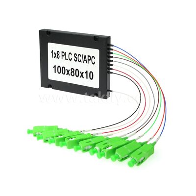 PLC Fiber Splitter ¢ 900μm ABS Box, SM G657A1, SC/APC, untuk Kopling & Distribusi Sinyal Optik di Jaringan PON