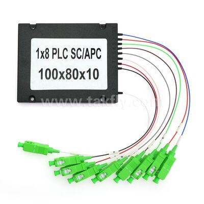 PLC Fiber Splitter ¢ 900μm ABS Box, SM G657A1, SC/APC, untuk Kopling & Distribusi Sinyal Optik di Jaringan PON