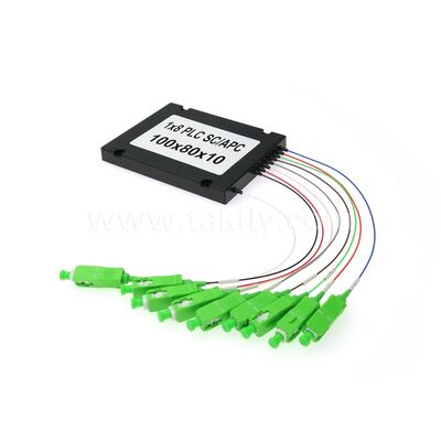 PLC Fiber Splitter ¢ 900μm ABS Box, SM G657A1, SC/APC, untuk Kopling & Distribusi Sinyal Optik di Jaringan PON
