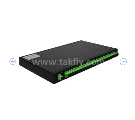 1U Rack Mount PLC Optical Splitter – Panel 19", G657A1 mode tunggal, SC/APC, untuk Distribusi Sinyal Optik