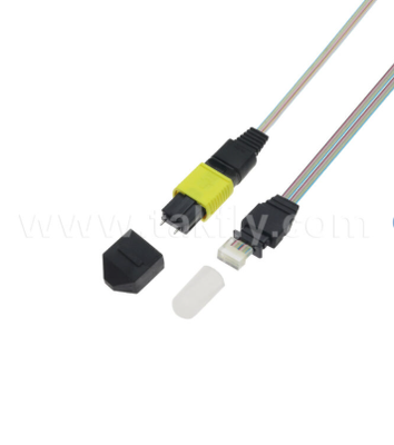 MTP-16CH-FA Fiber Array Assembly   MTP Connector to 16-Channel V-Groove Fiber Array, Low Insertion Loss, untuk High-Speed Optical Transceivers & CPO/Data Center Applications