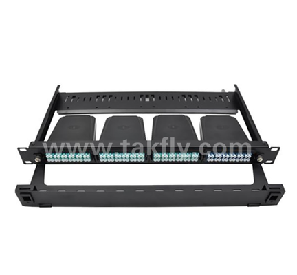1U 24-Port MPO/MTP Patch Panel 19 " Rack-Mount, High-Density, Mendukung Kotak Modul MPO yang Terkoneksi Sebelumnya & Panel Adaptor LC/MPO, untuk Kabel Fiber Trunk Data Center