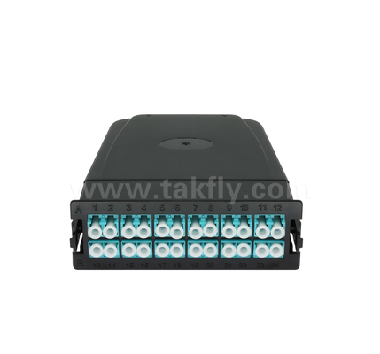 Modul Kaset Pra-Terminasi MPO/MTP ke LC – 12-Core atau 24-Core, Panel Depan Dupleks LC, Adaptor Belakang MPO Ganda, Plug-and-Play untuk Kabel Pusat Data Kepadatan Tinggi