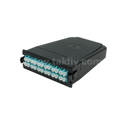 Modul Kaset Pra-Terminasi MPO/MTP ke LC – 12-Core atau 24-Core, Panel Depan Dupleks LC, Adaptor Belakang MPO Ganda, Plug-and-Play untuk Kabel Pusat Data Kepadatan Tinggi