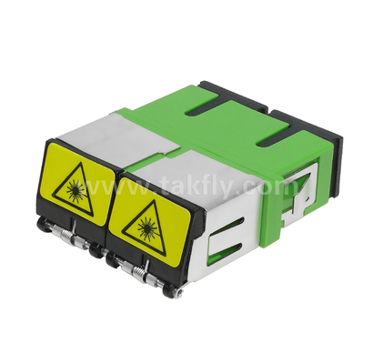 Adaptor SC Duplex dengan Penutup Depan Cover Eksternal untuk Perlindungan debu & laser, tahan suhu tinggi & rendah