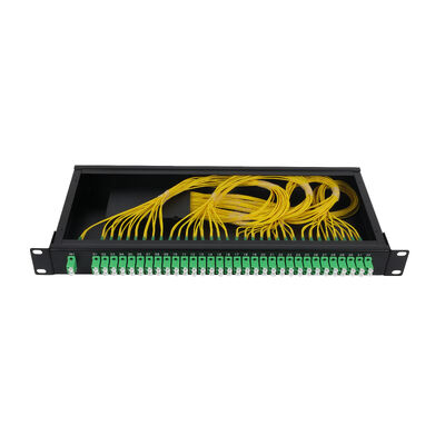 OEM 1U 19Inch 2x64 Rack Mount LC Fiber Optic PLC Splitter untuk Pusat Data FTTx