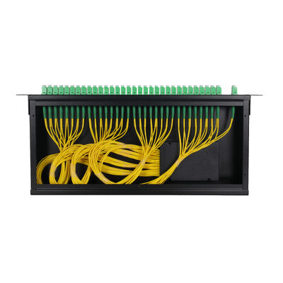 OEM 1U 19Inch 2x64 Rack Mount LC Fiber Optic PLC Splitter untuk Pusat Data FTTx