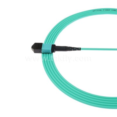 MPO MTP Patchcord MM OM3 Trunk Cable 12F Fiber Optic untuk Pusat Data Kabel Telekomunikasi AI