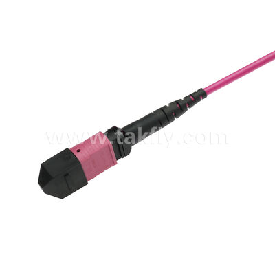 MPO MTP Patchcord Multimode OM4 Trunk Cable 24F Fiber Optic untuk Pusat Data Kabel Telekomunikasi AI