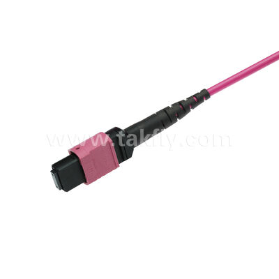MPO MTP Patchcord Multimode OM4 Trunk Cable 24F Fiber Optic untuk Pusat Data Kabel Telekomunikasi AI