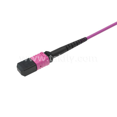 MPO MTP Patchcord Multimode OM4 Trunk Cable 24F Fiber Optic untuk Pusat Data Kabel Telekomunikasi AI