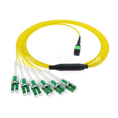 MPO/MTP Patchcord Fanout Uniboot LC Kabel Serat Optik Breakout Singlemode untuk Kabel Pusat Data AI Telecom