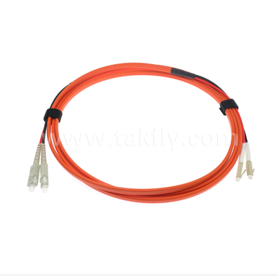 SC-UPC ke LC-UPC OM1 Duplex Flat Twin Fiber Patch Cord Kabel Jumper Optik Multimode Oranye 2.0mm