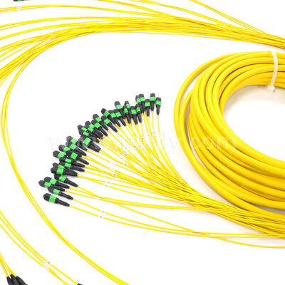 Kabel Trunk MPO Amphenol Kustom 288 Serat 0.35dB Max Loss Sisipan Singlemode OS2 untuk Pusat Data