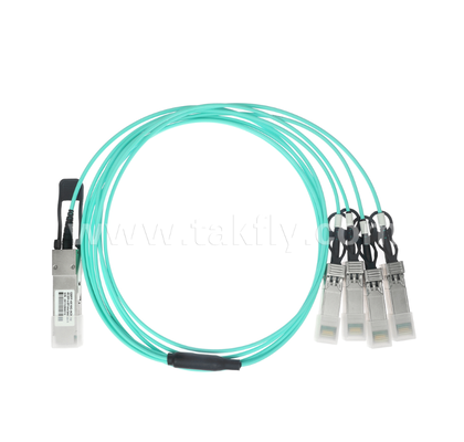 Kabel Optik Aktif 40G QSFP+ ke 4x10G SFP+ – Breakout, Dupleks Penuh 4-Saluran, VCSEL, Dapat Dipasang Saat Panas