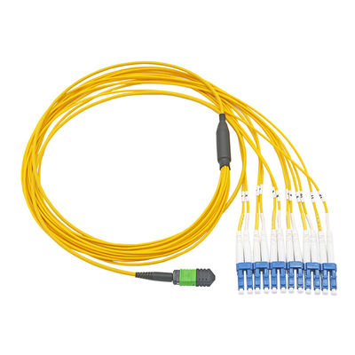 10 meter 12 serat MPO MTP ke LC mode tunggal kabel patch G657A1 3.0mm