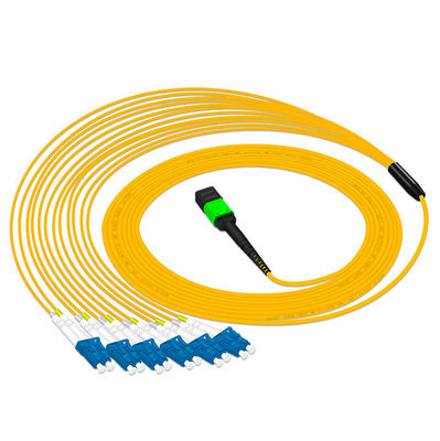 10 meter 12 serat MPO MTP ke LC mode tunggal kabel patch G657A1 3.0mm