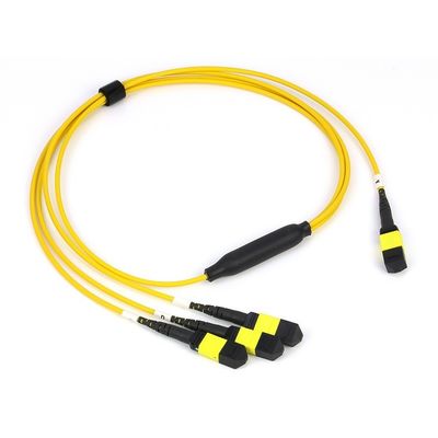 3.0mm SM G657A 12 Cores MPO MTP ke 3 x 4F MPO Fiber Optic Fanout Cable
