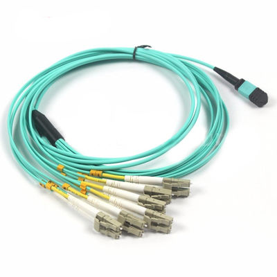 MPO MTP Fiber Optic Fanout LC OM3 12 Core Mtp Fanout Cable 10 Meter
