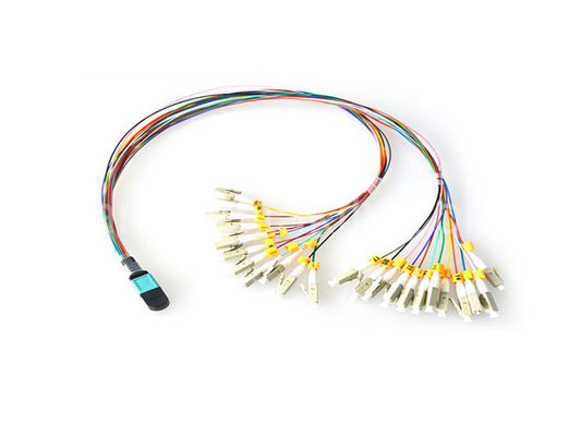 24 Core OM3 Multimode MPO Patch Cord dengan LSZH Sheath untuk Data Center dengan Densitas Tinggi