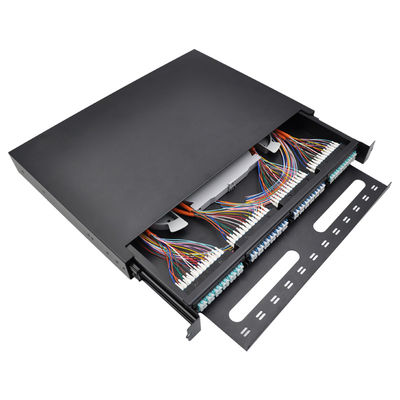 96F LC Fiber Optic Splice Tray 1U Patch Panel Dengan Multimode OM3 Pigtails