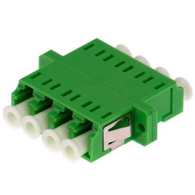 LC APC Quad Fiber Optic Adapter Dengan Flange Singlemode Green Untuk Telekomunikasi